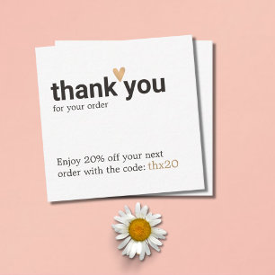Simple Elegant Thank You For your order Coupon Card