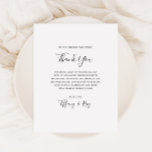 Simple Elegant Thank You Reception Card<br><div class="desc">This simple elegant thank you reception card is perfect for your modern minimalist black and white wedding reception. The design features minimal contemporary font accompanied by formal calligraphy. Keep it as is,  or choose to personalise it with your own artwork or photos!</div>