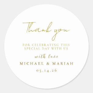 Simple Elegant Thank You Wedding Favour Classic Round Sticker