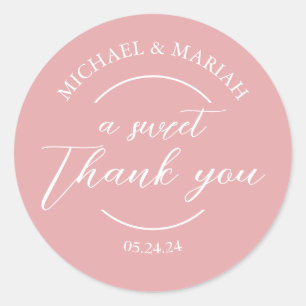 Simple Elegant Thank You Wedding Favour Classic Round Sticker