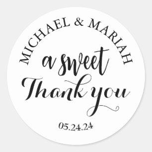 Simple Elegant Thank You Wedding Favour Classic Round Sticker