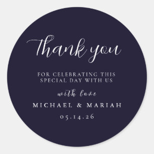 Simple Elegant Thank You Wedding Favour Classic Round Sticker