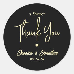 Simple Elegant Thank You Wedding Favour Classic Round Sticker