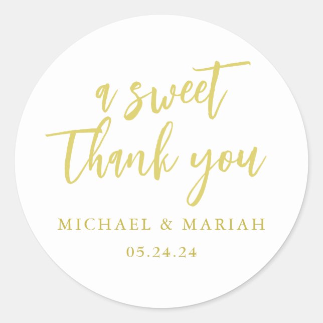 Simple Elegant Thank You Wedding Favour Classic Round Sticker (Front)