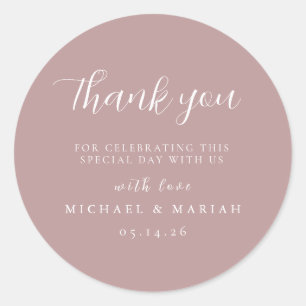Simple Elegant Thank You Wedding Favour Classic Round Sticker