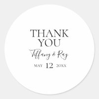 Simple Elegant Thank You Wedding Favour Sticker
