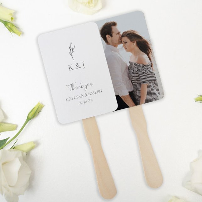 Simple Elegant Thank you Wedding Minimalist Photo Hand Fan (Creator Uploaded)
