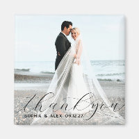 Simple Elegant Thank You Wedding Photo Magnet