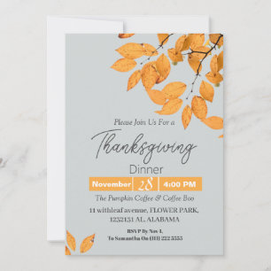 Simple Elegant Thanksgiving Dinner Floral fall  Invitation