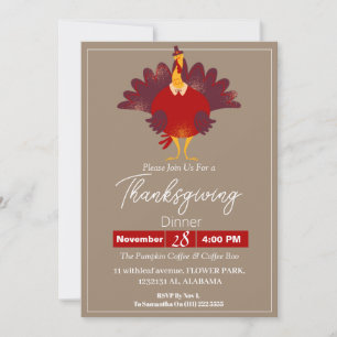 Simple Elegant Thanksgiving Dinner Floral fall  Invitation