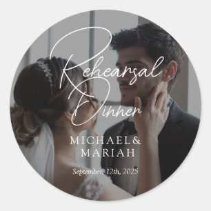 Simple Elegant The Night Before Rehearsal Dinner  Classic Round Sticker