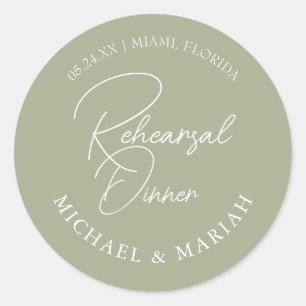 Simple Elegant The Night Before Rehearsal Dinner  Classic Round Sticker