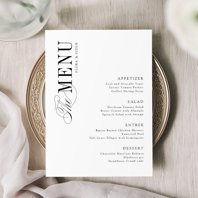 Simple Elegant Timeless Typography Wedding Menu (Simple Elegant Timeless Typography Wedding Menu)