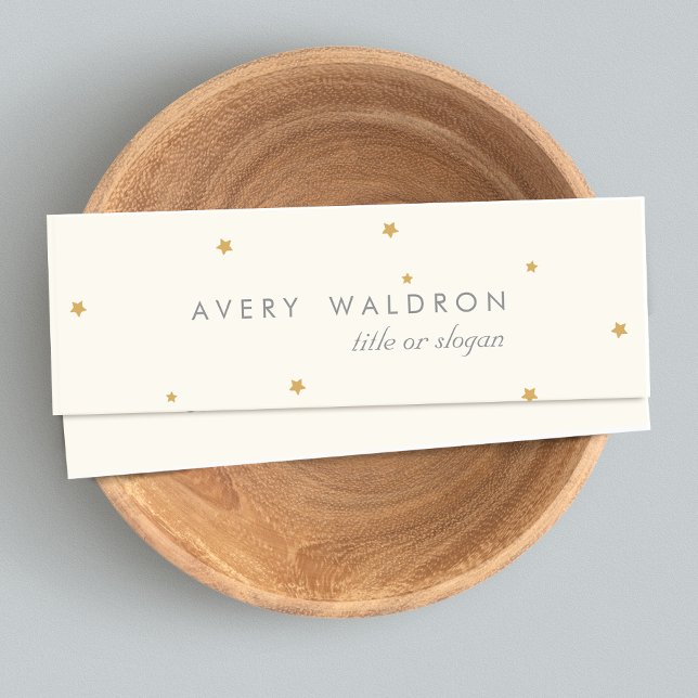 Simple Elegant Tiny Gold Stars Cream White Mini Business Card (Creator Uploaded)