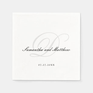 Simple Elegant Traditional Script Wedding Monogram Napkin