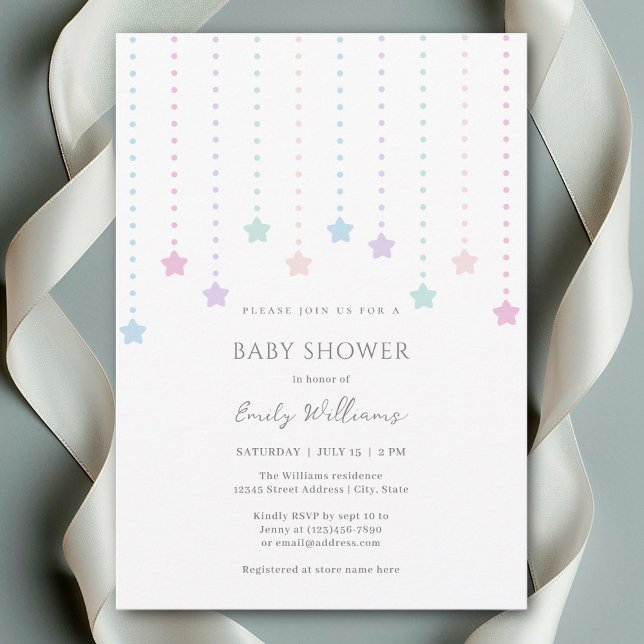 Simple Elegant Twinkle Little Stars Baby Shower Invitation (Creator Uploaded)