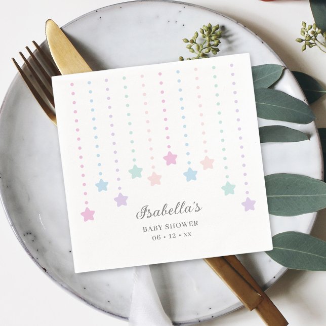 Simple Elegant Twinkle Little Stars Baby Shower Napkin (Creator Uploaded)