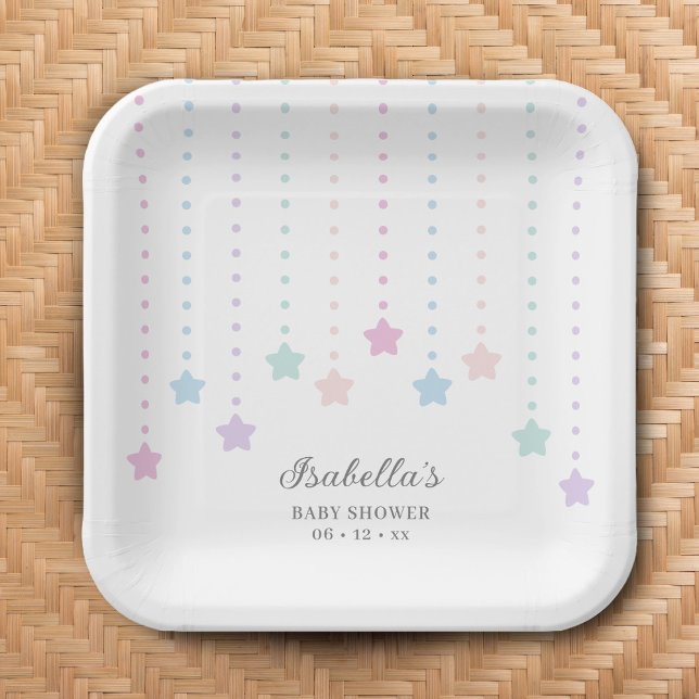 Simple Elegant Twinkle Little Stars Baby Shower Paper Plate (Creator Uploaded)