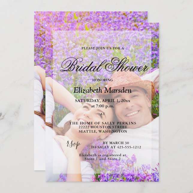 Simple Elegant Two Photo Minimalist Shower Invitation (Front/Back)