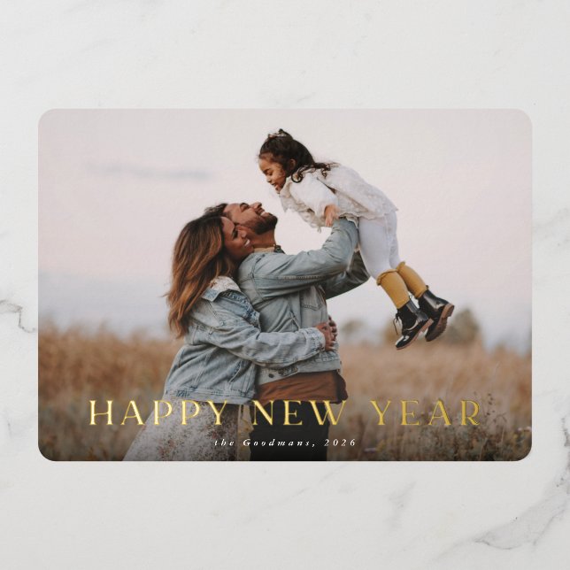 Simple Elegant Typographic New Years Photo (Front)