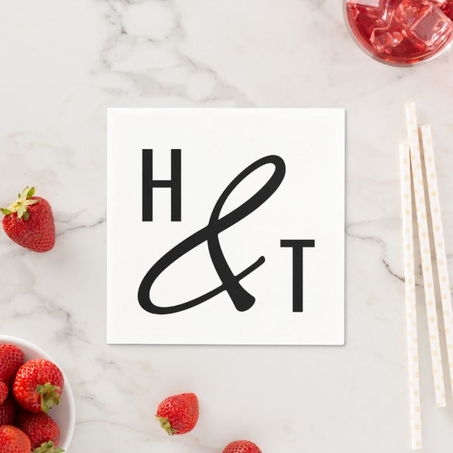 Simple Elegant Typography Ampersand Monograms Napkin (Insitu)
