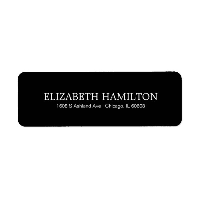Simple Elegant Typography Black Address Label (Front)