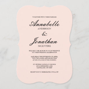 Simple Elegant Typography Blush Wedding Invitation