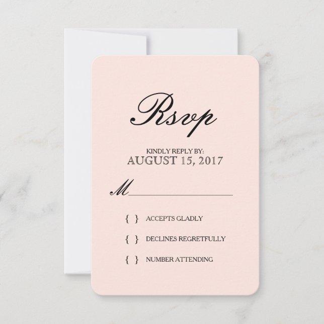 Simple Elegant Typography Blush Wedding RSVP Card (Front)