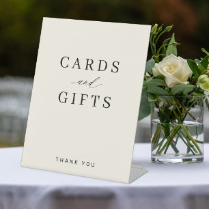 Simple elegant typography cards and gifts wedding pedestal sign