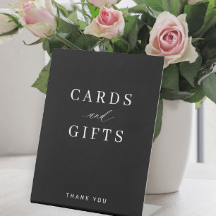 Simple elegant typography cards and gifts wedding pedestal sign