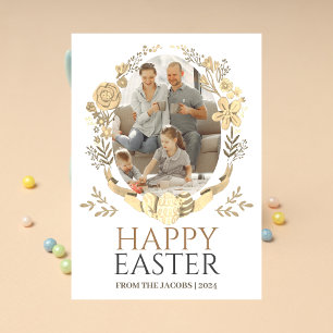 Simple Elegant Typography Easter Family One Photo Holiday Card