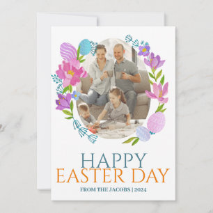 Simple Elegant Typography Easter Family One Photo Holiday Card