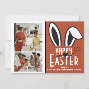 Simple Elegant Typography Easter Family Two Photo Holiday Card