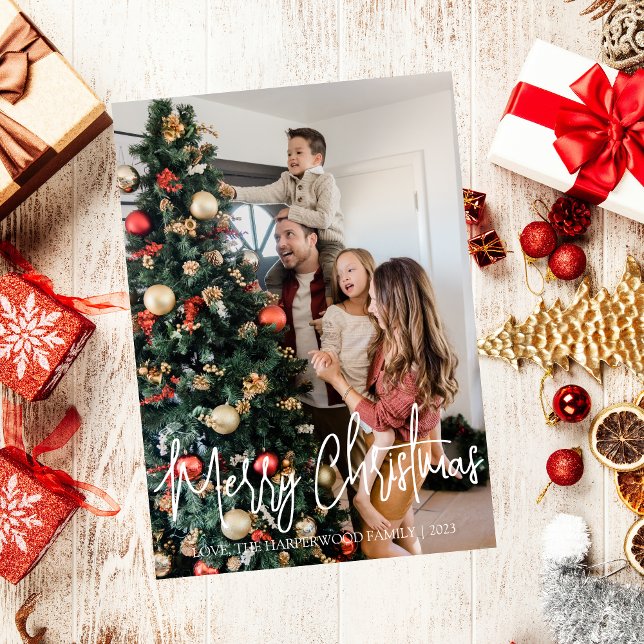 Simple Elegant Typography Family Christmas Photo Holiday Card (Creator Uploaded)