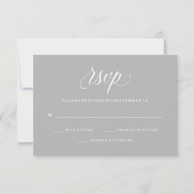 Simple Elegant Typography Grey RSVP Card (Front)