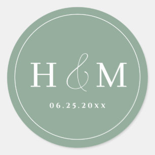Simple Elegant Typography Monogrammed Wedding Classic Round Sticker