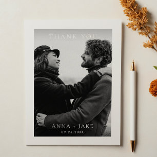 Simple Elegant Typography Photo Wedding Thank You Card