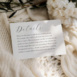 Simple Elegant Typography Wedding Details Enclosure Card