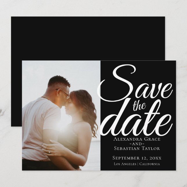 Simple Elegant Typography Wedding Save The Date (Front/Back)