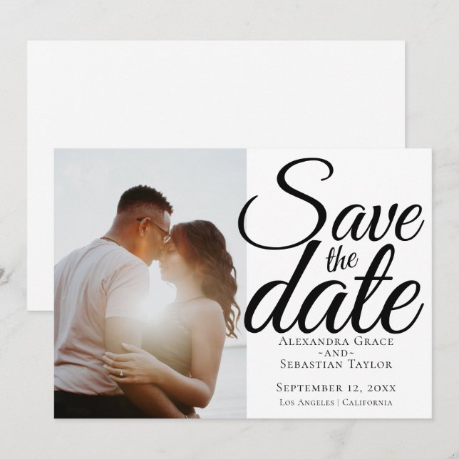 Simple Elegant Typography Wedding Save The Date (Front/Back)
