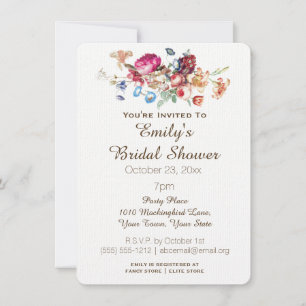 Simple Elegant Vintage Floral Bridal Shower Invitation