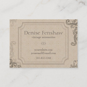 Simple Elegant Vintage Style Scroll and Frame Business Card