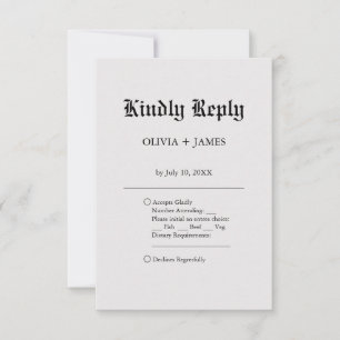 Simple Elegant Vintage Wedding   RSVP Card