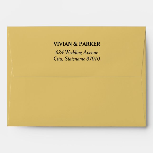 Simple Elegant Warm Gold and Black Wedding Envelopes (Back (Top Flap))