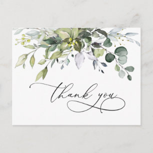Simple Elegant Watercolor Eucalyptus Thank You Postcard