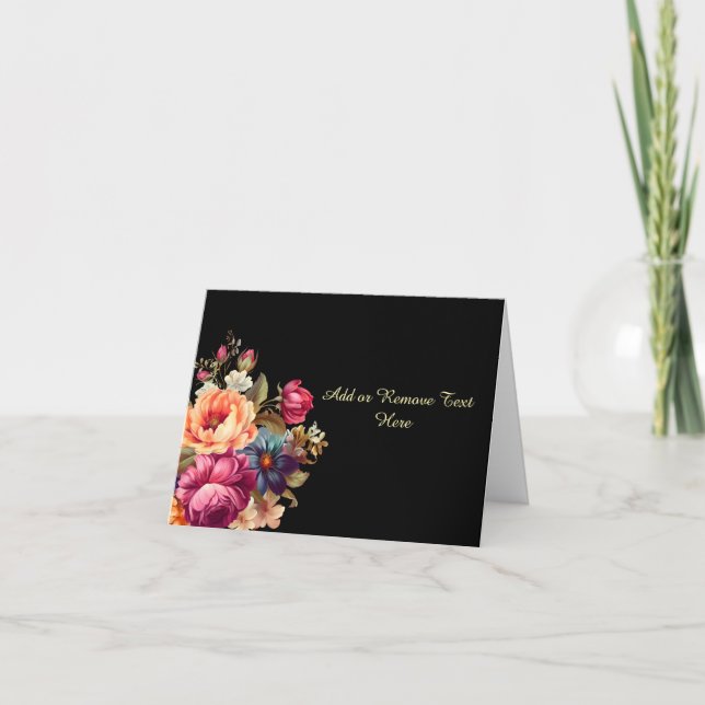 Simple Elegant Watercolor Floral Blank Note Card (Front)