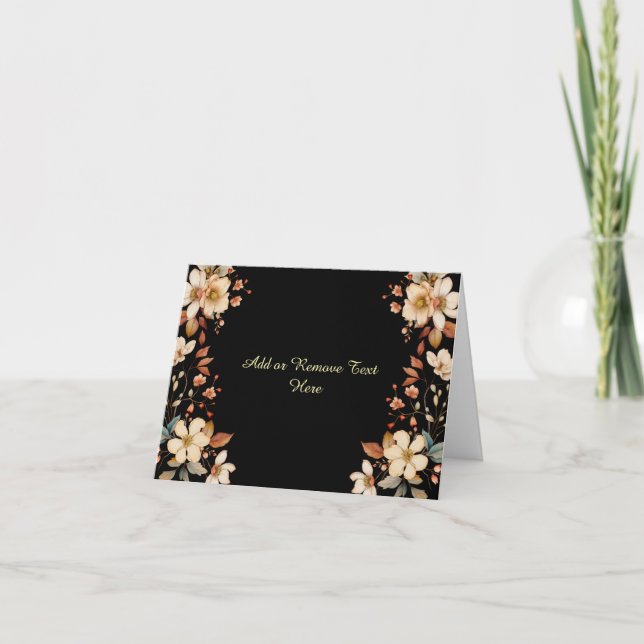 Simple Elegant Watercolor Floral Blank Note Card (Front)