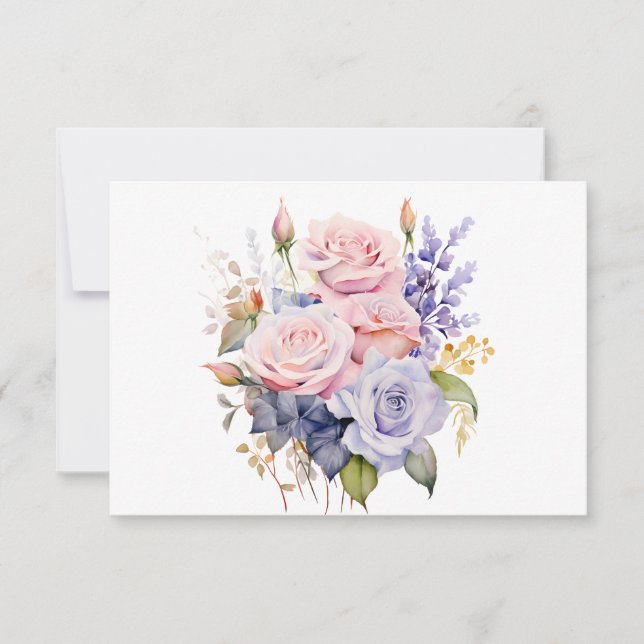 Simple Elegant Watercolor Floral Flat Card (Front)