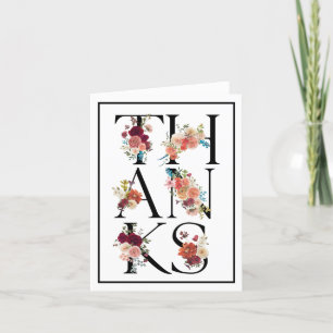 Simple Elegant Watercolor Floral Thank You Card