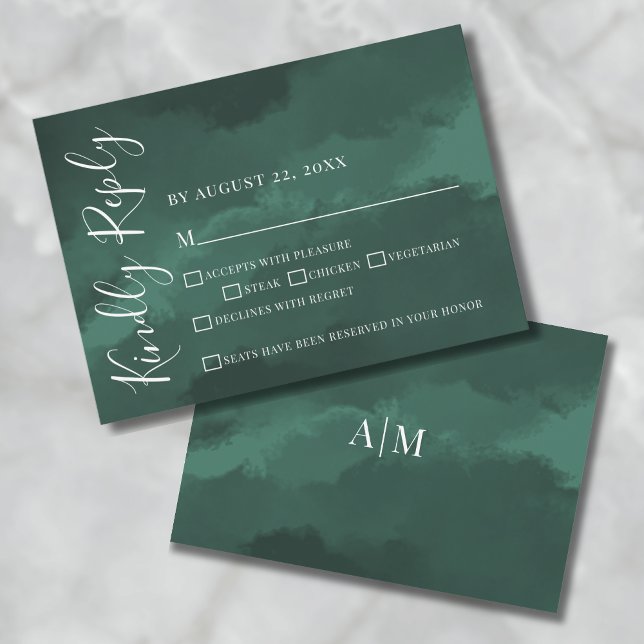 Simple Elegant Watercolor Green Wedding RSVP Card (Simple Elegant Watercolor Green Wedding RSVP Card)
